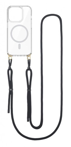 TopQ Kryt Strap Mag iPhone 15 Pro Max s černou šňůrkou průhledný 110932 - Phone Cover - Main image