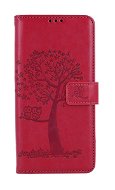 TopQ Puzdro Xiaomi Redmi Note 12 knižkové Tmavo ružové strom sovičky 111683 - Puzdro na mobil
