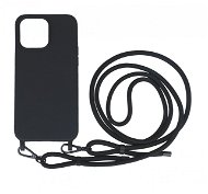 TopQ Kryt Simple iPhone 15 Pro Max černý se šňůrkou 111327 - Phone Cover