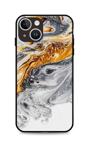 TopQ Kryt LUXURY iPhone 15 pevný Marble šedo-zlatý 111298 - Phone Cover - Main image