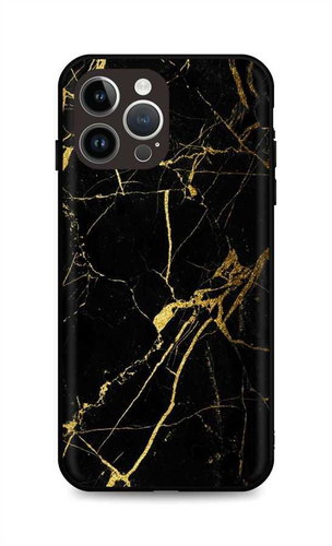 TopQ Kryt LUXURY iPhone 14 Pro pevný Marble černo-zlatý 111288 - Phone Cover - Main image