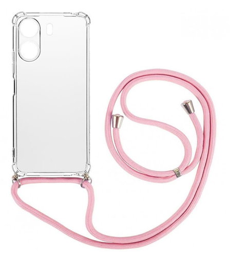 TopQ Cover Xiaomi Redmi 13C with pink cord transparent 117924 - Phone Cover - Main image