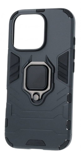 TopQ Ultra durable back cover for iPhone 16 Pro black with ring - Phone Cover - Main image