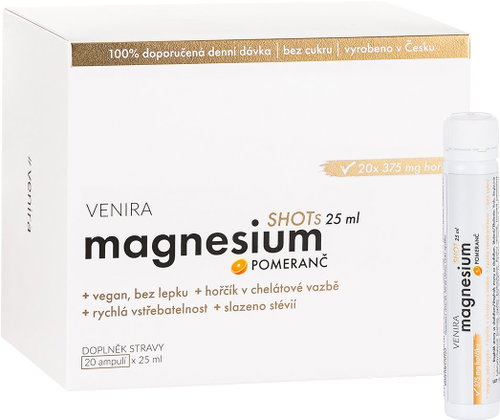 VENIRA Magnesium Shots, Orange Flavour, 20 x 25ml - Magnesium - Main image