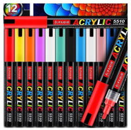 TopKing Acrylic markers, professional set for stones, glass, porcelain and textiles, waterproof, 12  - Markers