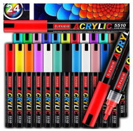 TopKing Akrylové fixy, XXL profesionální sada s nejširší paletou barev pro umělce, voděodolné, 24 ks - Popisovače