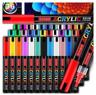 TopKing Akrylové fixy JUPAI, mega profesionální sada s kompletní paletou barev, voděodolné, 36 ks - Popisovače