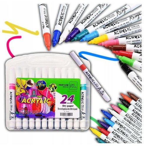 TopKing Acrylic markers with ultra-thin tip 0,7 mm, set, 24 pcs - Markers - Main image