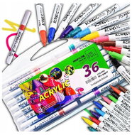 TopKing Akrylové fixy s ultra tenkou špičkou 0,7 mm, mega sada, 36 ks  - Popisovače