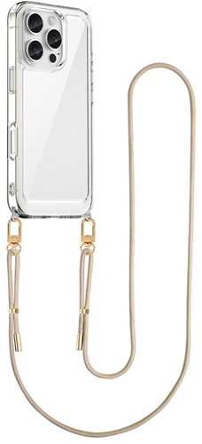 TopQ Cover Esthetique iPhone 16 Pro with beige cord transparent 129059 - Phone Cover - Main image
