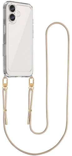 TopQ Cover Esthetique iPhone 16 with beige cord transparent 129057 - Phone Cover - Main image