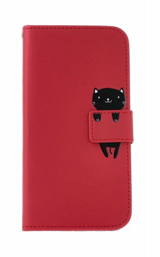 TopQ Case Samsung A55 book burgundy with cat 130928 - Phone Case - Main image