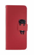 TopQ Xiaomi Redmi Note 13 book case burgundy with cat 131050 - Phone Case