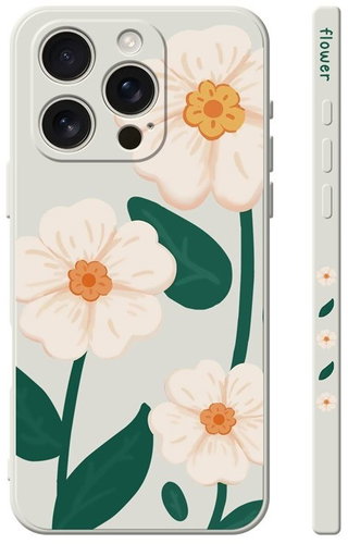 TopQ Cover Design iPhone 16 Pro Max White Flowers 130749 - Phone Cover - Main image