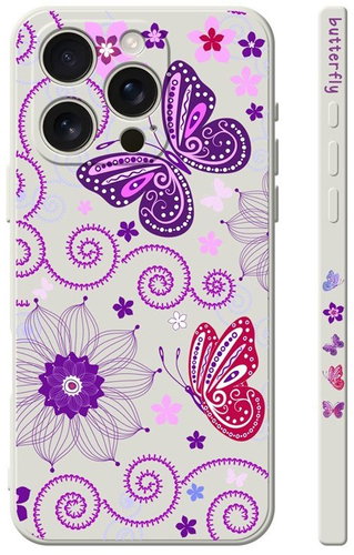 TopQ Cover Design iPhone 16 Pro Purple Butterflies 130748 - Phone Cover - Main image