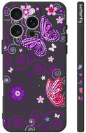 TopQ Cover Design iPhone 16 Pro Purple Butterflies Black 130747 - Phone Cover