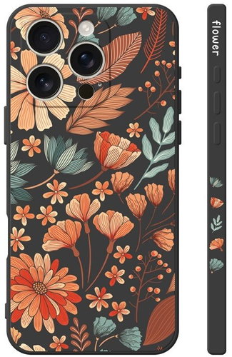 TopQ Cover Design iPhone 16 Pro Lucy Flower Black 130740 - Phone Cover - Main image