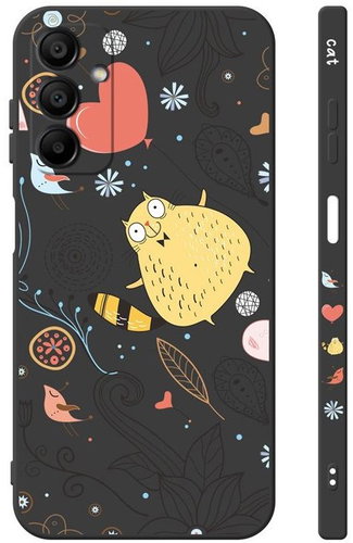 TopQ Cover Design Samsung A15 Cat black 130723 - Phone Cover - Main image