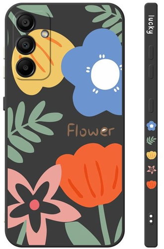 TopQ Cover Design Samsung A55 Painted Flowers Black 130706 - Phone Cover - Main image