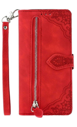 TopQ Xiaomi Redmi Note 13 Pro book case with zipper red 131230 - Phone Case - Main image