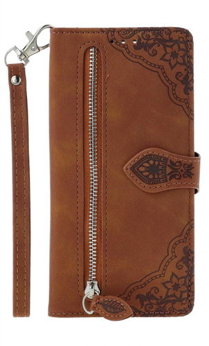 TopQ Xiaomi Redmi Note 13 Pro book case with zipper brown 131269 - Phone Case - Main image