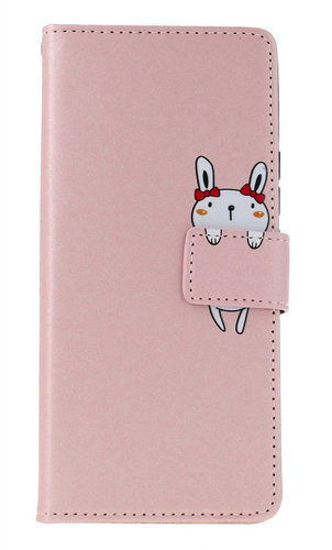TopQ Case Xiaomi Redmi Note 13 Pro+ 5G book pink with rabbit 131068 - Phone Case - Main image