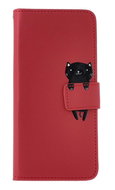 TopQ Xiaomi Redmi Note 13 Pro book case burgundy with cat 131053 - Phone Case