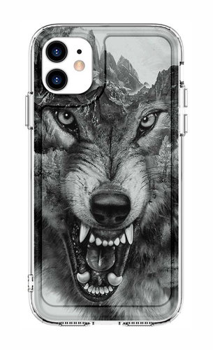 TopQ Cover Image iPhone 11 Image hard Black and white wolf 131357 - Phone Cover - Main image