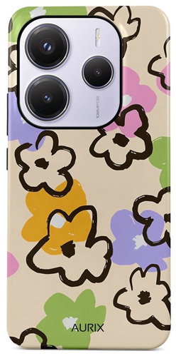 TopQ Cover AURIX Xiaomi Redmi Note 14 5G hard Flower Drawing 136502 - Phone Cover - Main image