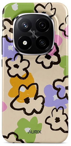 TopQ Cover AURIX Xiaomi Redmi Note 14 Pro+ 5G hard Flower Drawing 140182 - Phone Cover - Main image