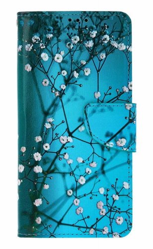 TopQ Case Vivo V50 Lite Book Blue with flowers 140228 - Phone Case - Main image