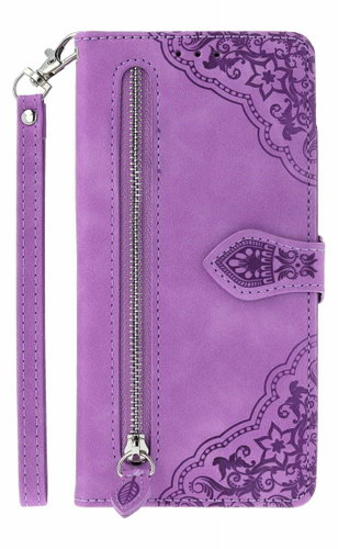 TopQ Xiaomi Redmi Note 14 5G book case with zipper purple 136678 - Phone Case - Main image