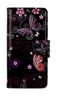 TopQ Pouzdro Design Xiaomi Redmi Note 13 knížkové Fialoví motýlci černý 122082 - Phone Case