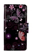 TopQ Pouzdro Design Xiaomi Redmi Note 13 Pro+ 5G knížkové Fialoví motýlci černý 122081 - Phone Case