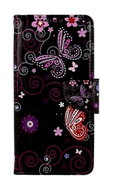 TopQ Pouzdro Design Xiaomi Redmi Note 13 Pro knížkové Fialoví motýlci černý 122070 - Phone Case