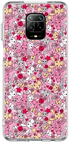 TopQ Cover Image Xiaomi Redmi Note 9 Pro Image hard Pink Bunnies 121645 - Phone Cover - Main image