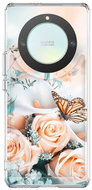 TopQ Kryt Image Honor Magic5 Lite 5G Image pevný Růže s motýlem 121477 - Phone Cover