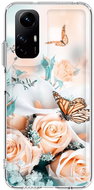 TopQ Kryt Image Xiaomi Redmi Note 12S Image pevný Růže s motýlem 121581 - Phone Cover