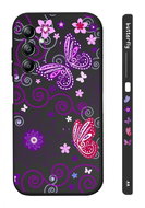 TopQ Cover Design Samsung A34 Purple butterflies black 121571 - Phone Cover