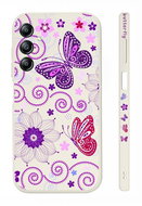 TopQ Kryt Design Samsung A14 Fialoví motýlci 121537 - Phone Cover