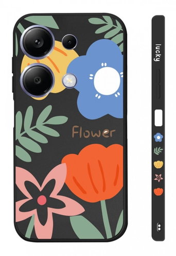 TopQ Kryt Design Xiaomi Redmi Note 13 Pro Malované květy černý 123295 - Phone Cover - Main image