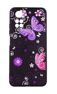 TopQ Cover Design Xiaomi Redmi Note 11 Purple butterflies black 123333 - Phone Cover