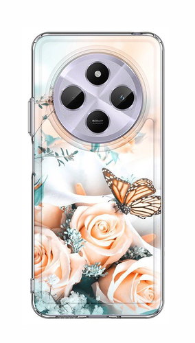 TopQ Cover Image Xiaomi Redmi 14C hard Rose with butterfly 132084 - Phone Cover - Main image