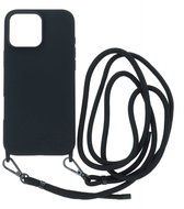 TopQ Cover Simple iPhone 16 Pro Max black with lanyard 132250 - Phone Cover