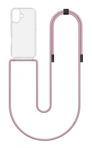 TopQ Cover Simple iPhone 16 with pink cord transparent 131114 - Phone Cover - Main image