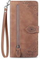 TopQ Case Samsung A16 book with zipper brown 132645 - Phone Case