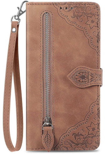 TopQ Case Samsung A16 book with zipper brown 132645 - Phone Case - Main image