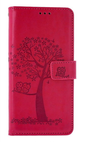 TopQ Case Xiaomi Redmi Note 13 book Dark pink tree owls 130633 - Phone Case - Main image