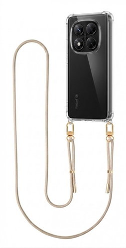 TopQ Esthetique Case for Xiaomi Redmi Note 14 Pro 5G with Beige Strap, Clear - Phone Cover - Main image