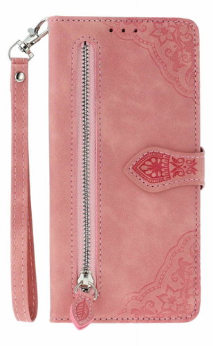TopQ Xiaomi Redmi Note 14 book case with zipper pink 136584 - Phone Case - Main image